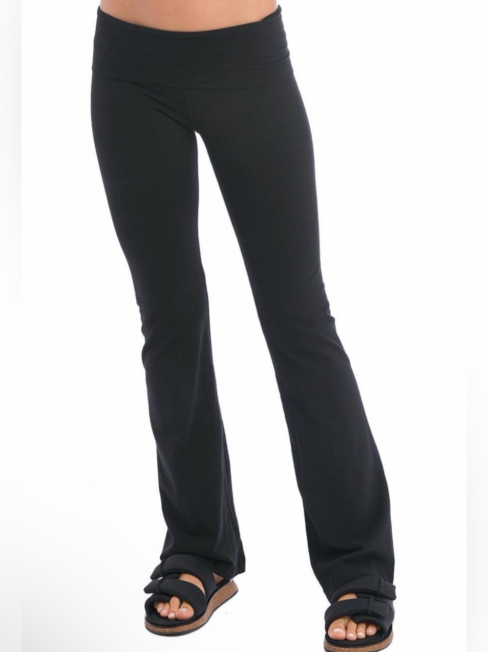 Hard Tail Forever Black Roll Down Bootleg Flare Yoga Pants Size Small